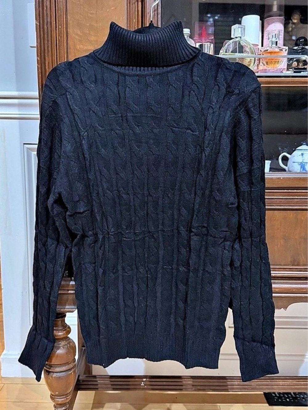 COOFANDY Cable Knit Turtleneck Sweater Black XS NWT
